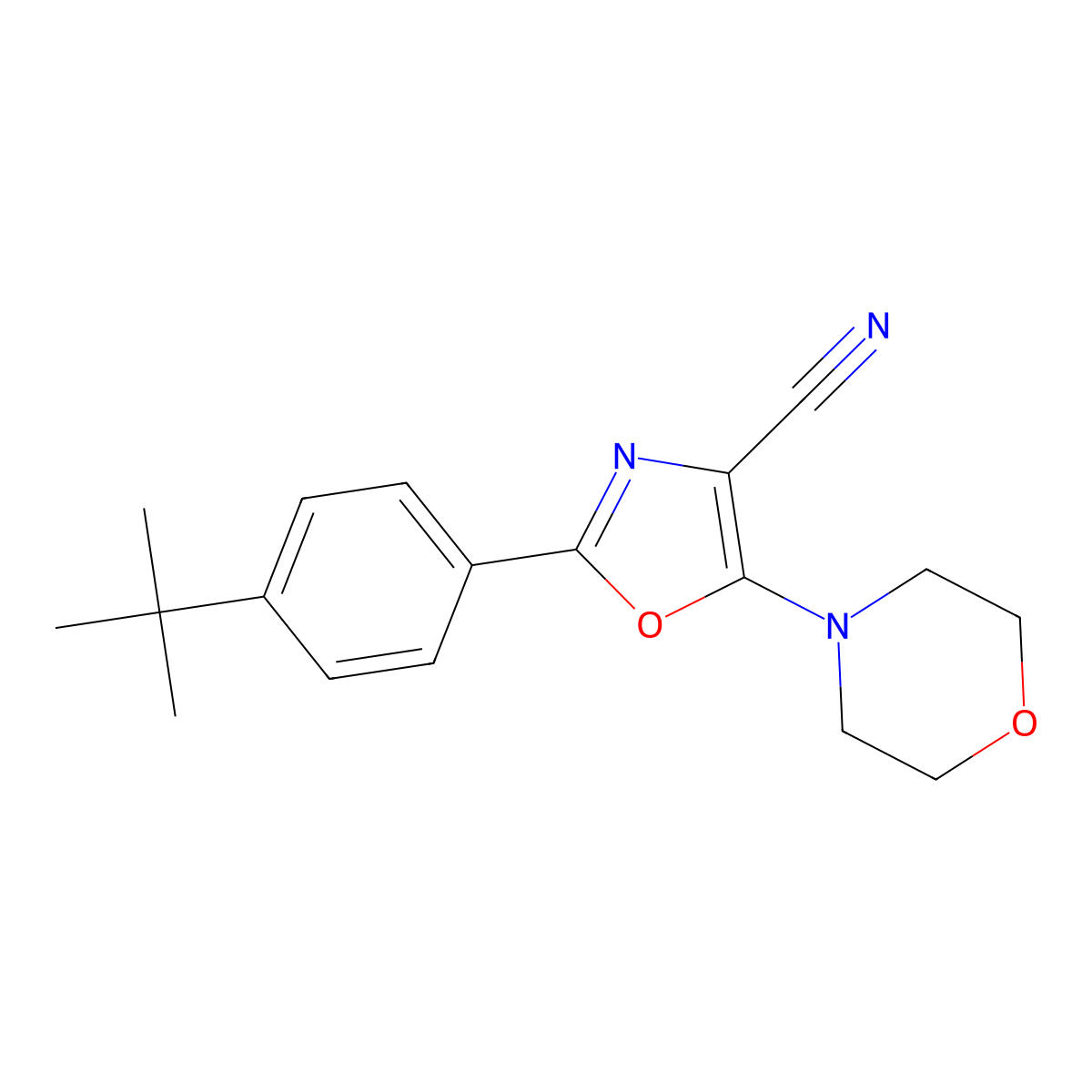 2-(4-Tert-butylphenyl)-5-morpholin-4-yl-1,3-oxazole-4-carbonitrile molecular structure, CAS 710989-20-1