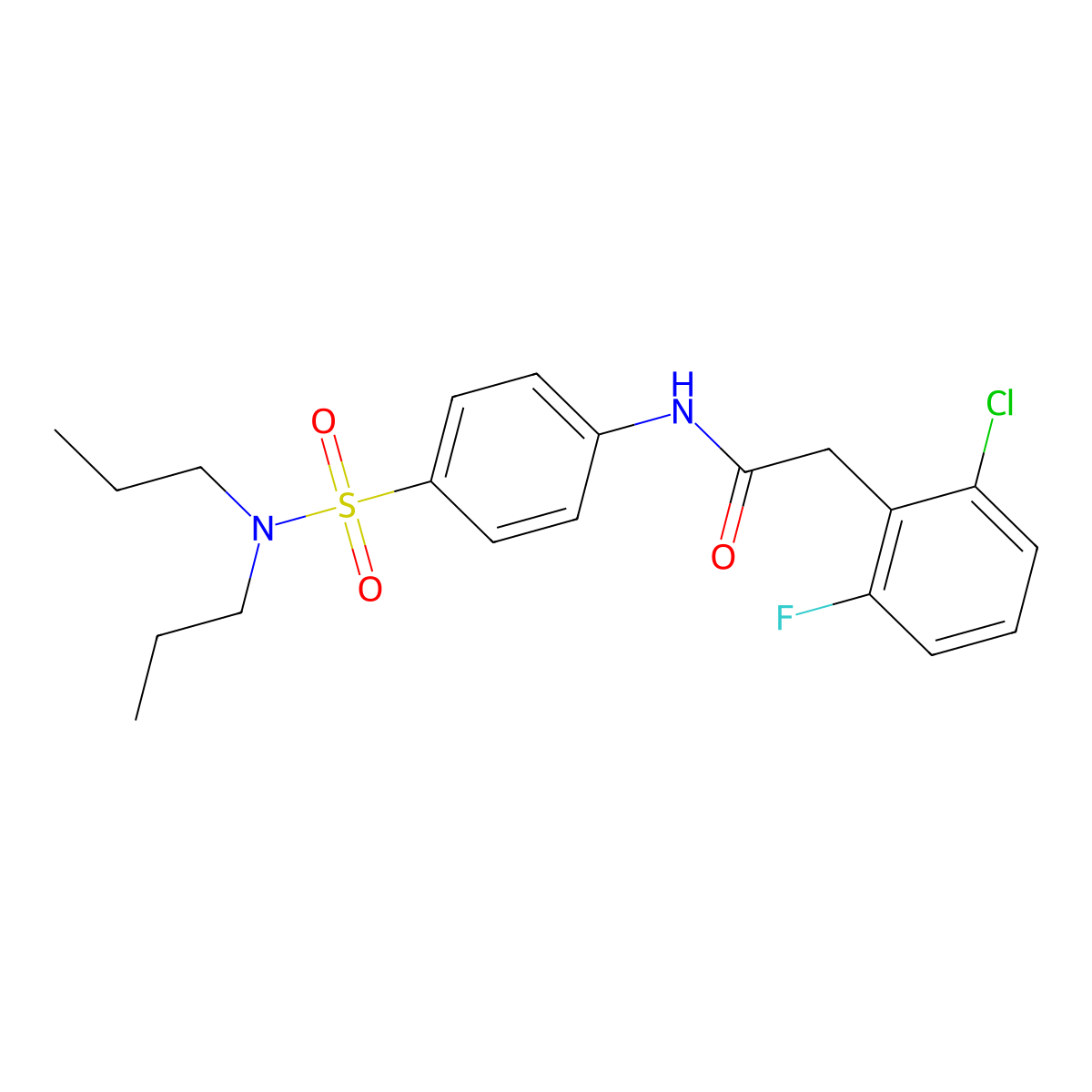 2-(2-chloro-6-fluorophenyl)-N-[4-(dipropylsulfamoyl)phenyl]acetamide molecular structure, CAS 710989-22-3