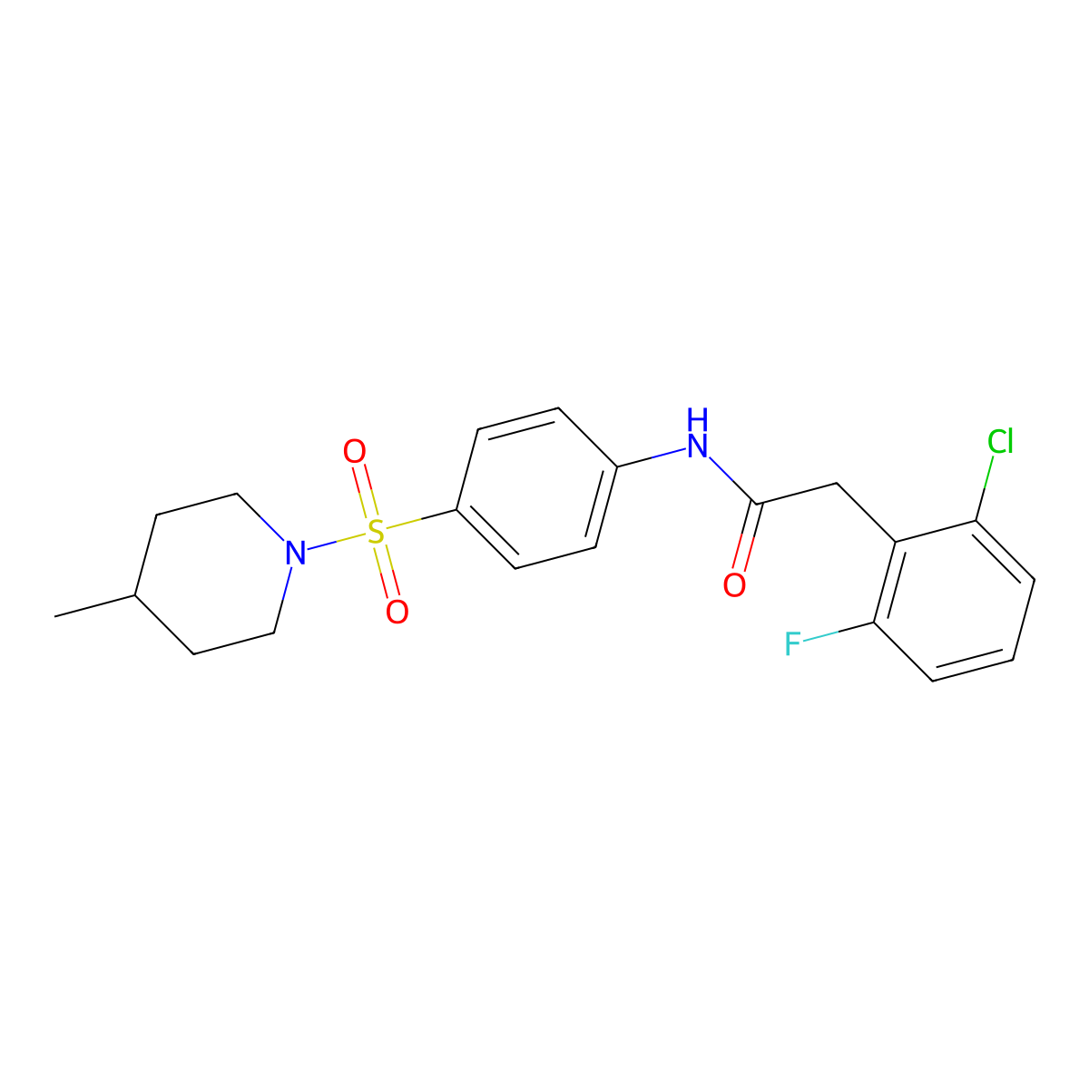 2-(2-chloro-6-fluorophenyl)-N-[4-(4-methylpiperidin-1-yl)sulfonylphenyl]acetamide molecular structure, CAS 710989-28-9