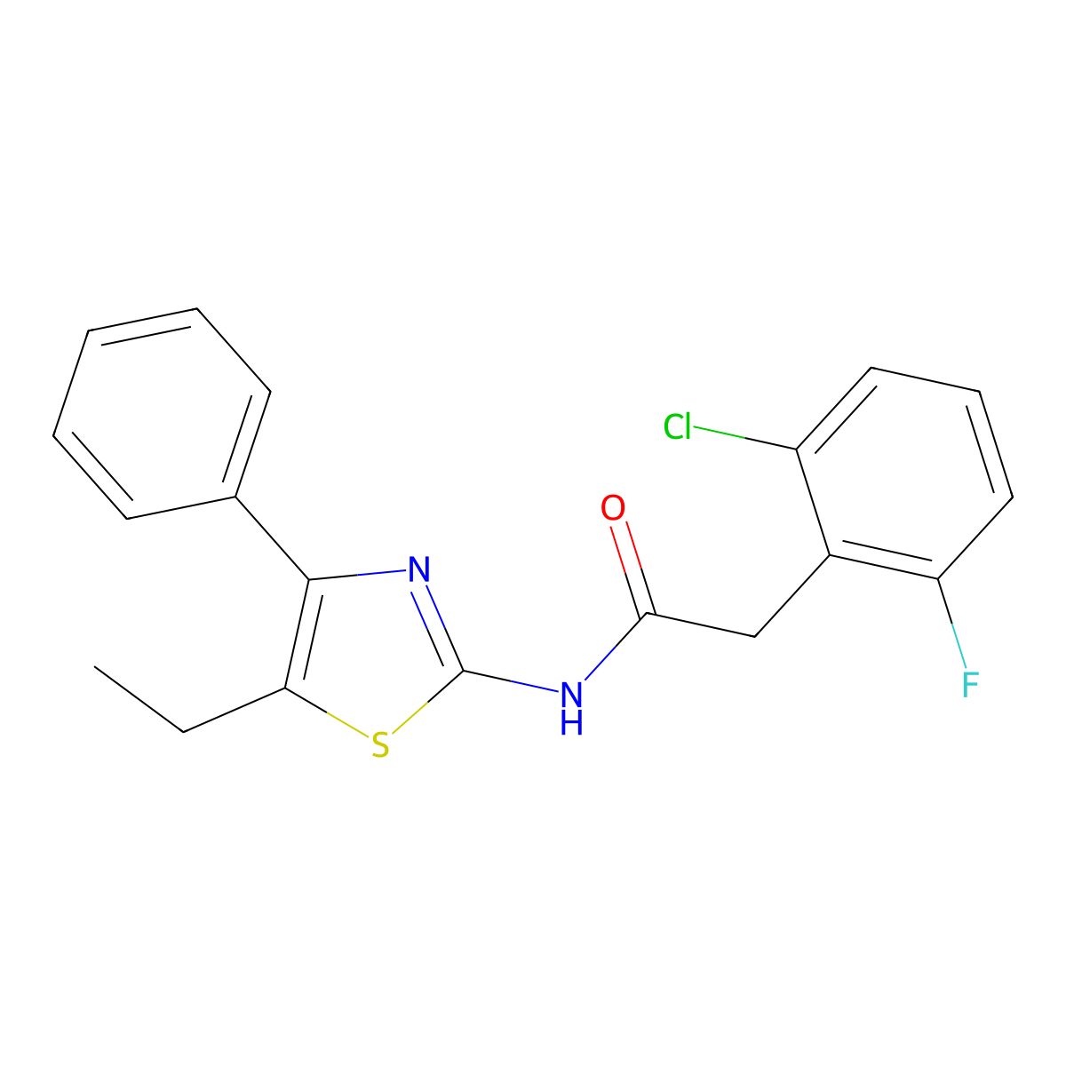2-(2-chloro-6-fluorophenyl)-N-(5-ethyl-4-phenyl-1,3-thiazol-2-yl)acetamide molecular structure, CAS 710989-32-5