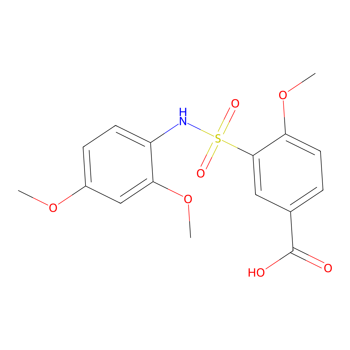 3-[(2,4-Dimethoxyphenyl)sulfamoyl]-4-methoxybenzoic acid molecular structure, CAS 710989-33-6