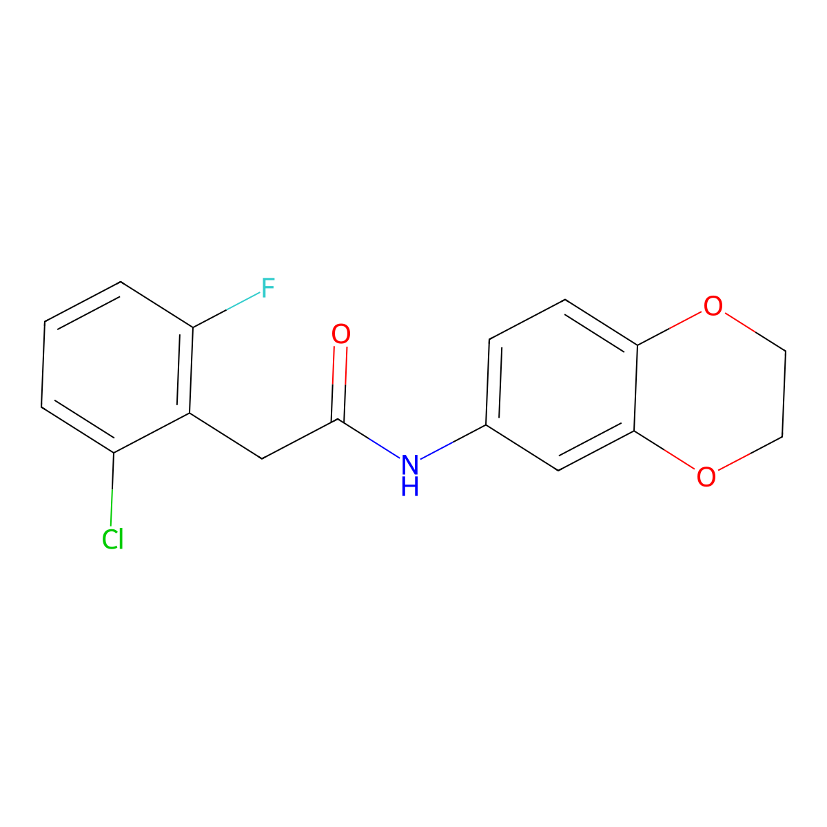 2-(2-chloro-6-fluorophenyl)-N-(2,3-dihydro-1,4-benzodioxin-6-yl)acetamide molecular structure, CAS 710989-38-1