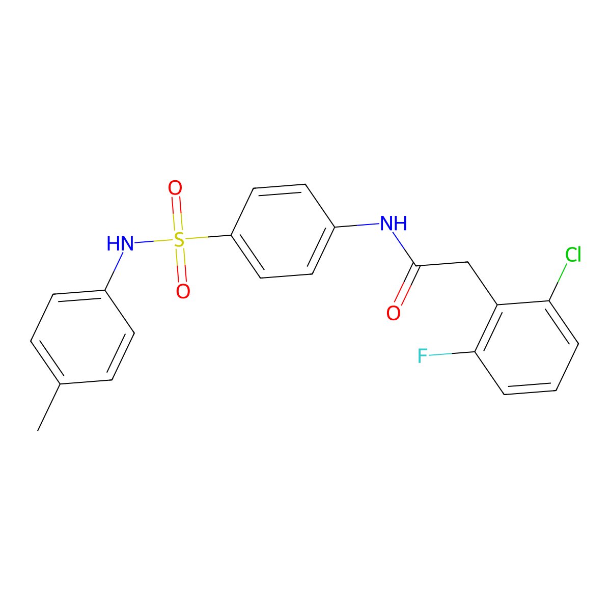 2-(2-chloro-6-fluorophenyl)-N-[4-[(4-methylphenyl)sulfamoyl]phenyl]acetamide molecular structure, CAS 710989-44-9