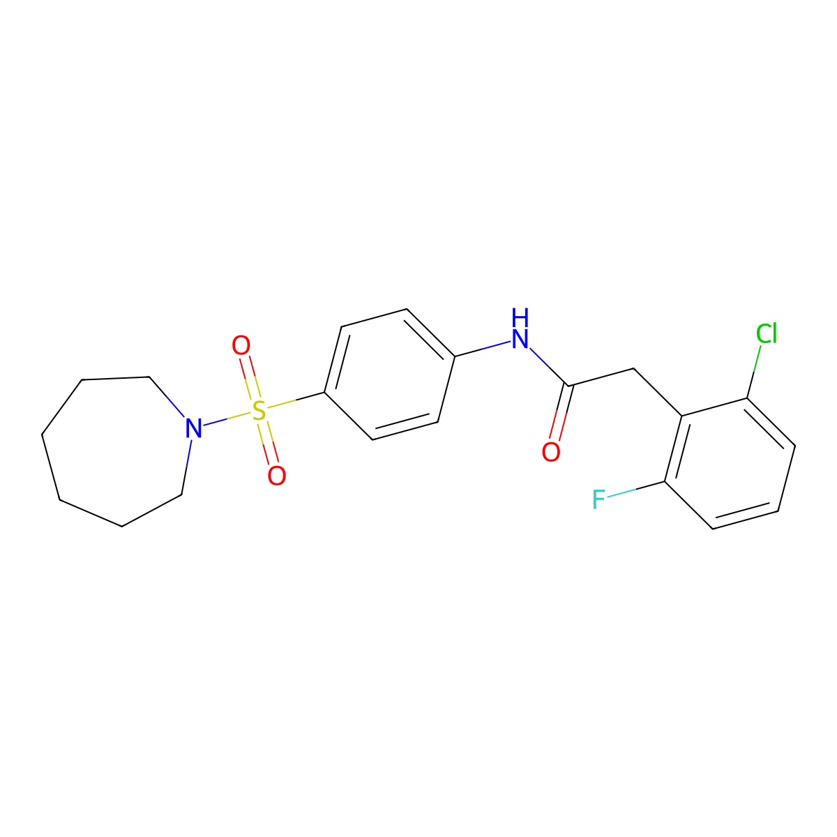 N-[4-(azepan-1-ylsulfonyl)phenyl]-2-(2-chloro-6-fluorophenyl)acetamide molecular structure, CAS 710989-46-1