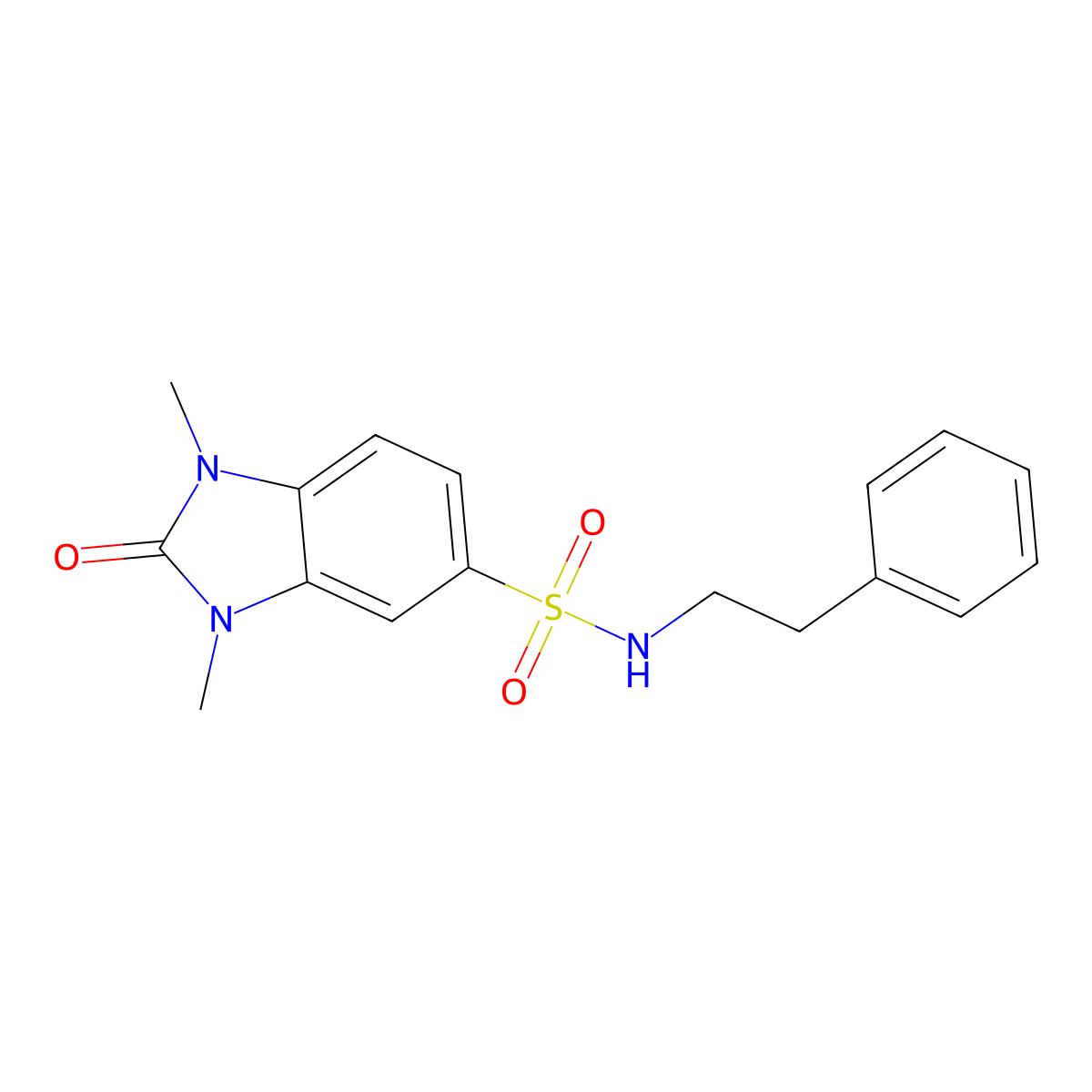 1,3-dimethyl-2-oxo-N-(2-phenylethyl)-2,3-dihydro-1H-benzimidazole-5-sulfonamide molecular structure, CAS 710989-58-5
