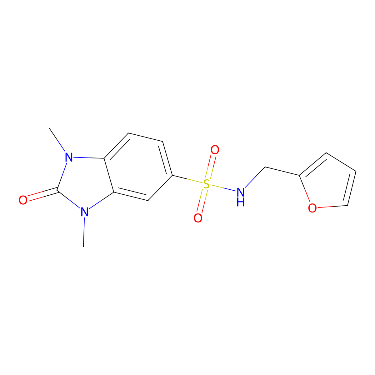 N-[(furan-2-yl)methyl]-1,3-dimethyl-2-oxo-2,3-dihydro-1H-1,3-benzodiazole-5-sulfonamide molecular structure, CAS 710989-64-3