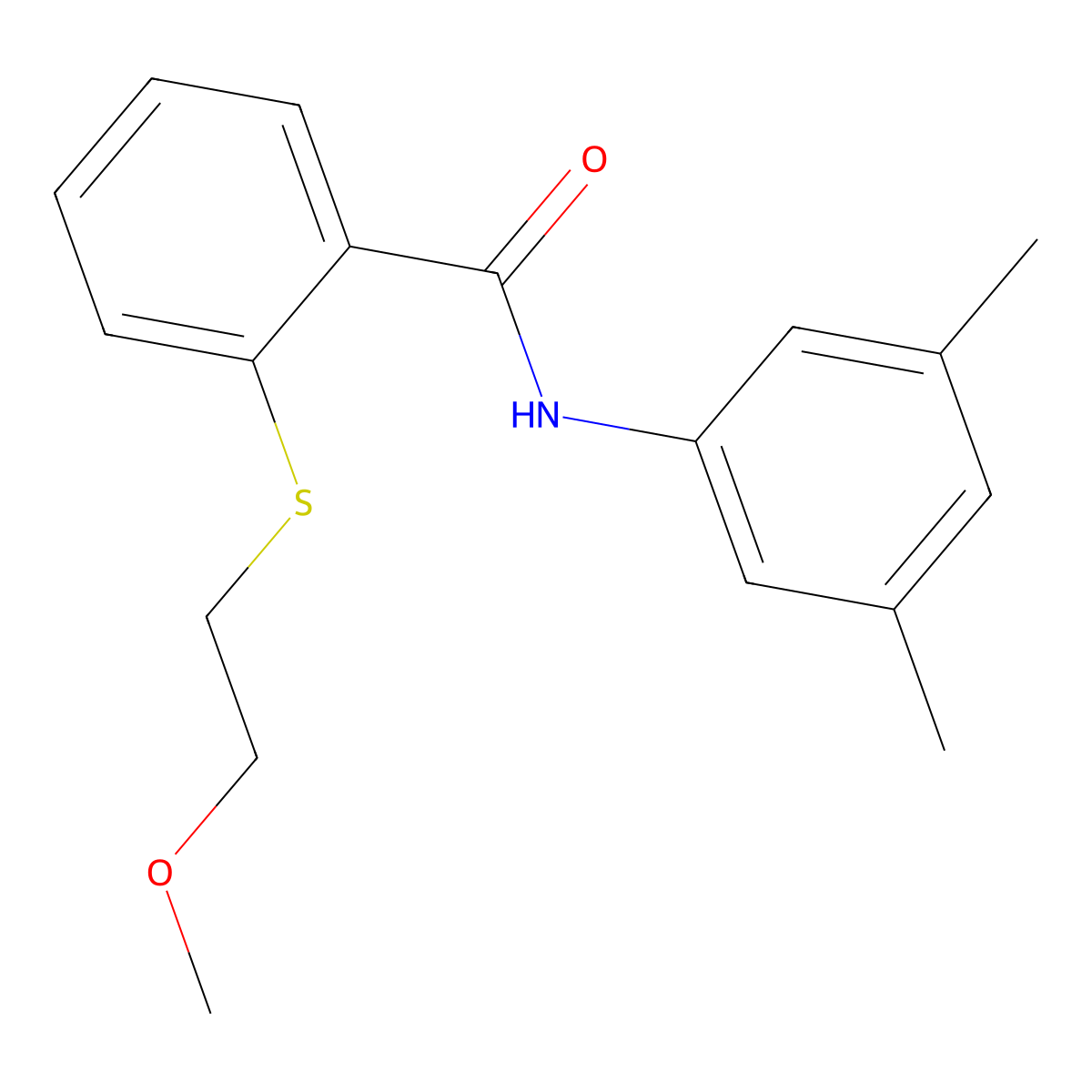 N-(3,5-dimethylphenyl)-2-(2-methoxyethylsulfanyl)benzamide molecular structure, CAS 710989-66-5