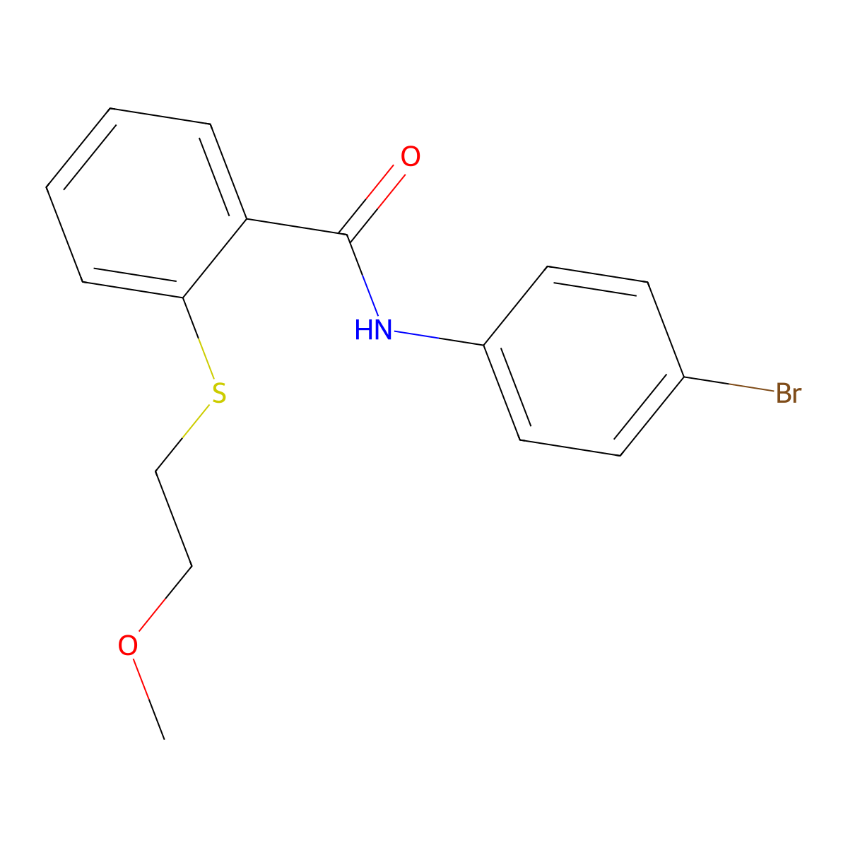 N-(4-bromophenyl)-2-(2-methoxyethylsulfanyl)benzamide molecular structure, CAS 710989-87-0
