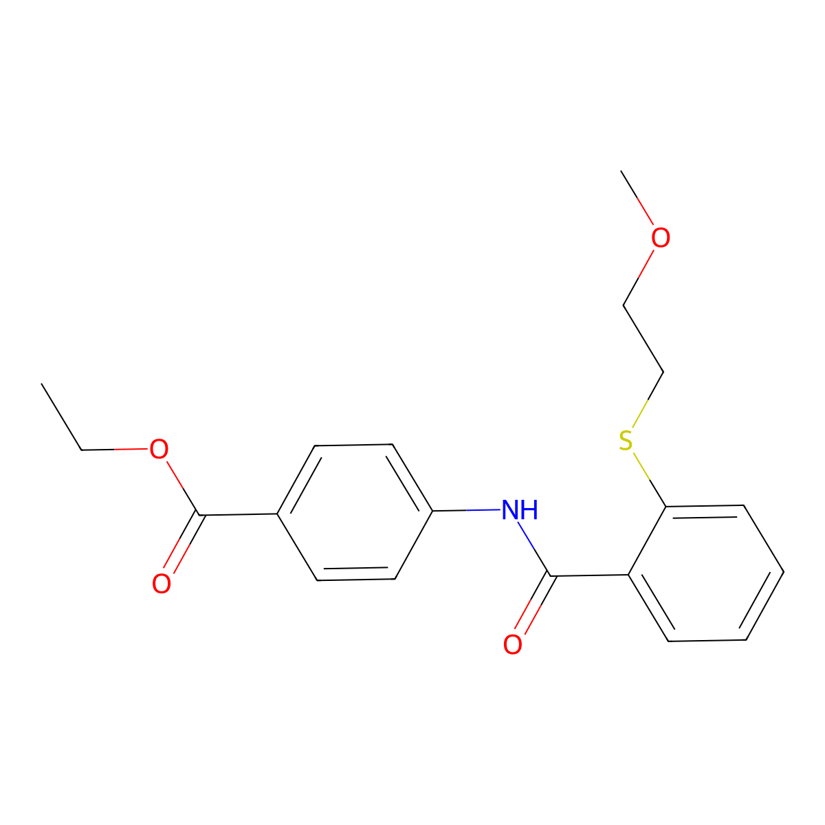 Ethyl 4-{[2-(2-methoxyethylthio)phenyl]carbonylamino}benzoate molecular structure, CAS 710989-95-0