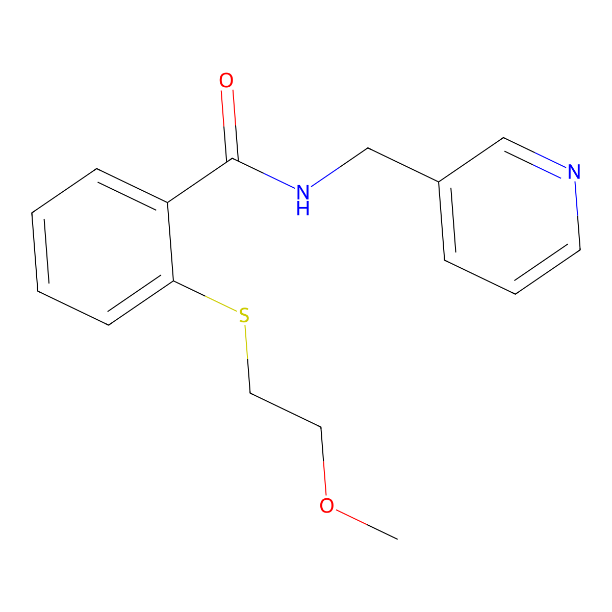 2-(2-methoxyethylsulfanyl)-N-(pyridin-3-ylmethyl)benzamide molecular structure, CAS 710990-00-4