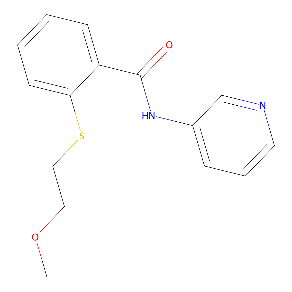2-(2-methoxyethylsulfanyl)-N-pyridin-3-ylbenzamide molecular structure, CAS 710990-30-0