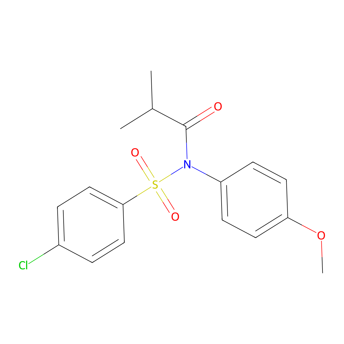 N-(4-chlorophenyl)sulfonyl-N-(4-methoxyphenyl)-2-methylpropanamide molecular structure, CAS 710990-32-2
