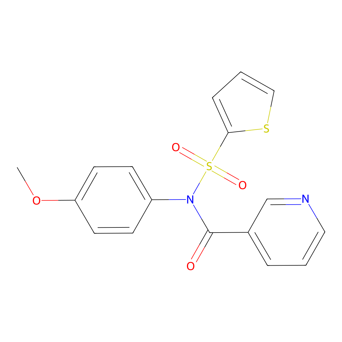 N-(4-methoxyphenyl)-N-thiophen-2-ylsulfonylpyridine-3-carboxamide molecular structure, CAS 710990-46-8