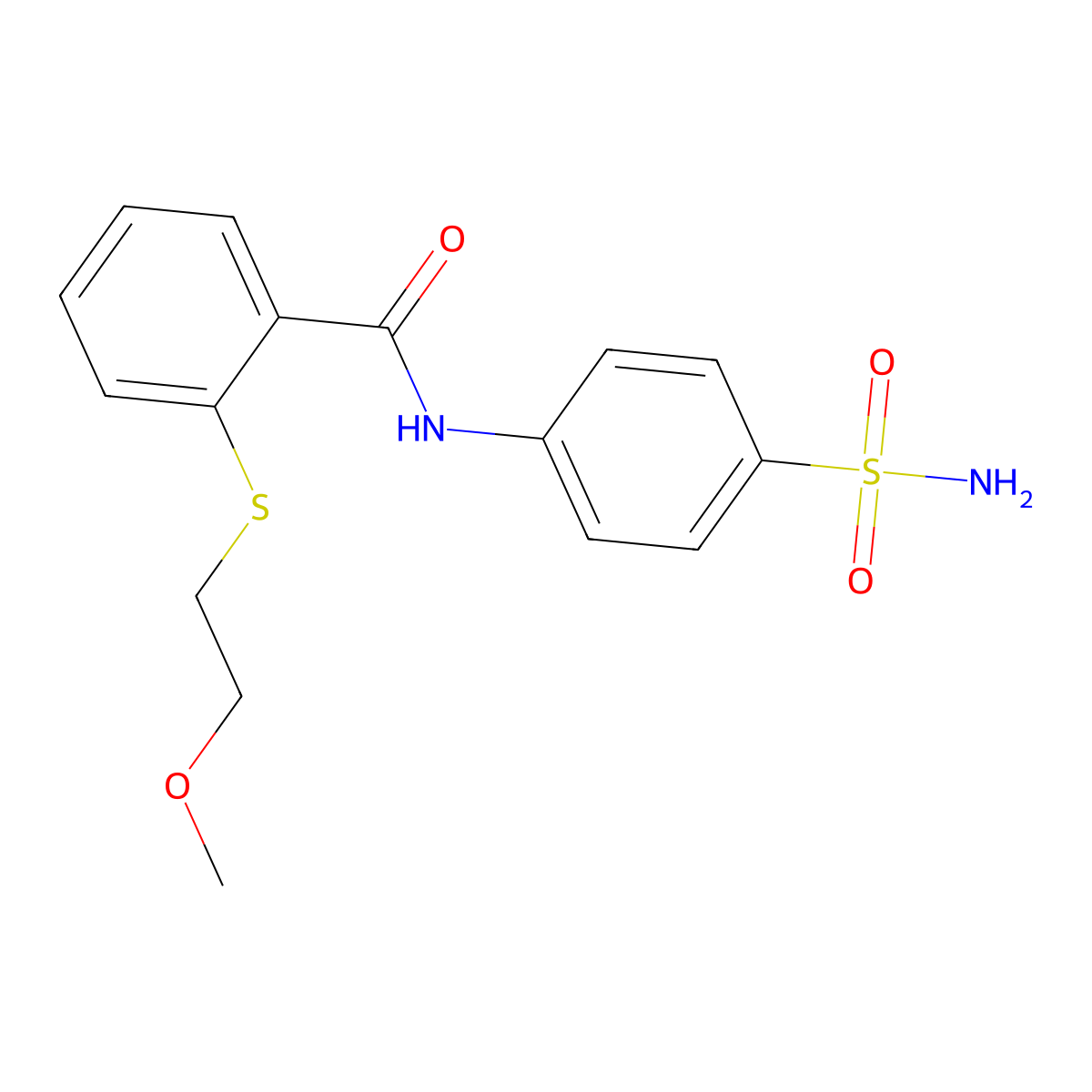 2-(2-methoxyethylsulfanyl)-N-(4-sulfamoylphenyl)benzamide molecular structure, CAS 710990-47-9