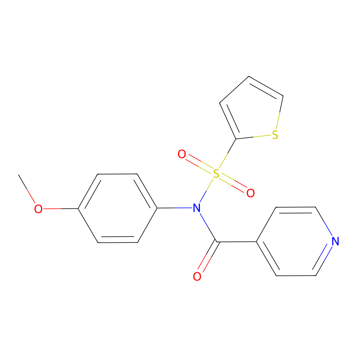 N-(4-methoxyphenyl)-N-thiophen-2-ylsulfonylpyridine-4-carboxamide molecular structure, CAS 710990-49-1