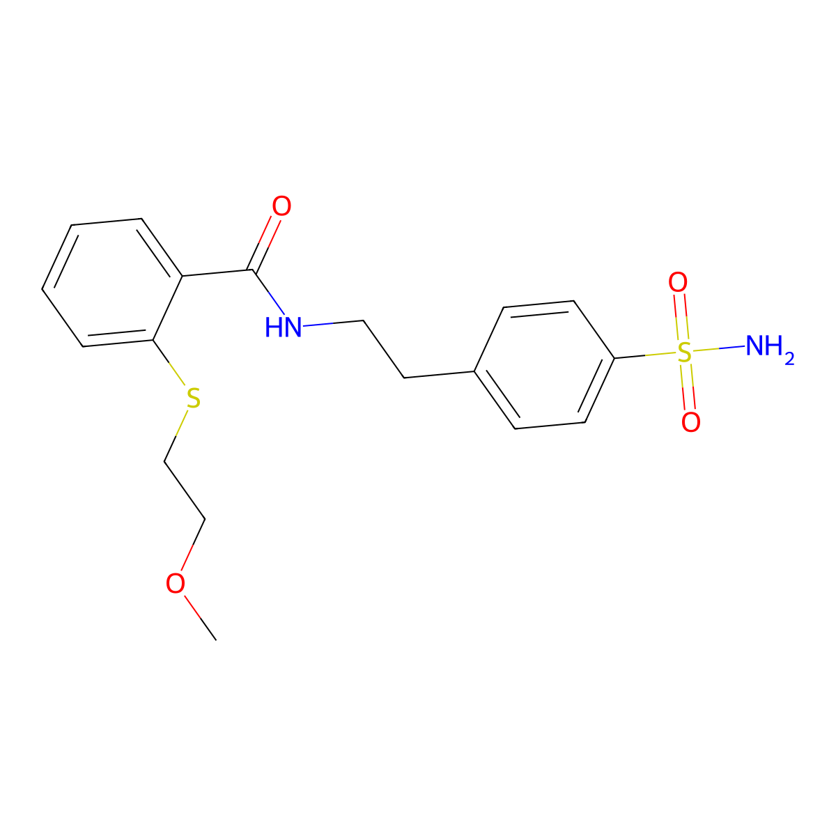 2-(2-methoxyethylsulfanyl)-N-[2-(4-sulfamoylphenyl)ethyl]benzamide molecular structure, CAS 710990-55-9