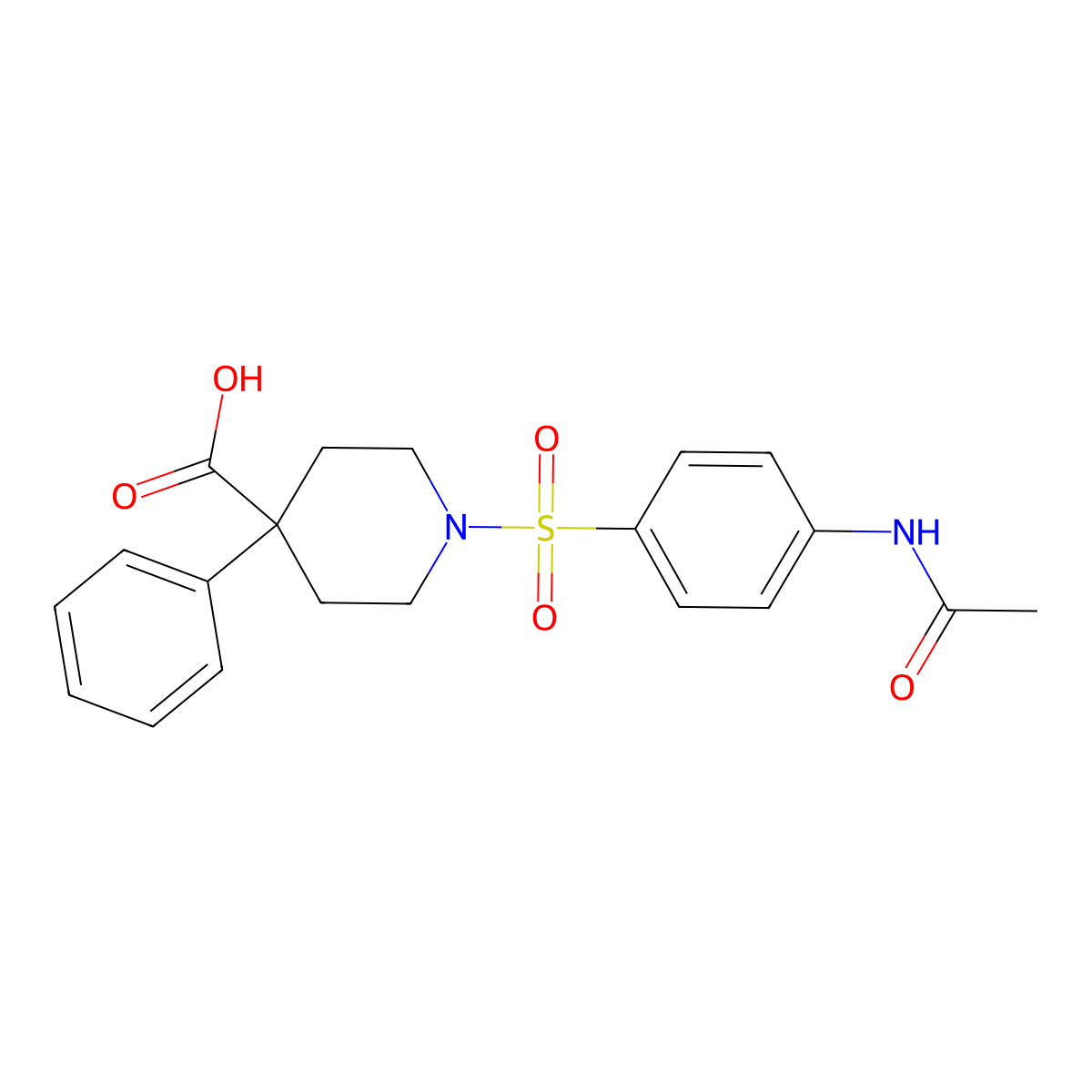 1-{[4-(Acetylamino)phenyl]sulfonyl}-4-phenyl-4-piperidinecarboxylic acid molecular structure, CAS 710990-72-0