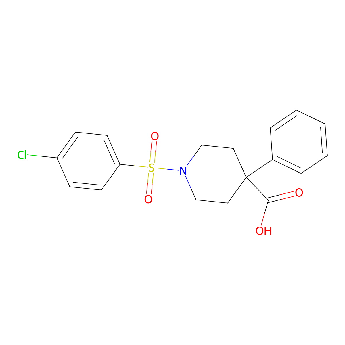 1-[(4-Chlorophenyl)sulfonyl]-4-phenyl-4-piperidinecarboxylic acid molecular structure, CAS 710990-75-3