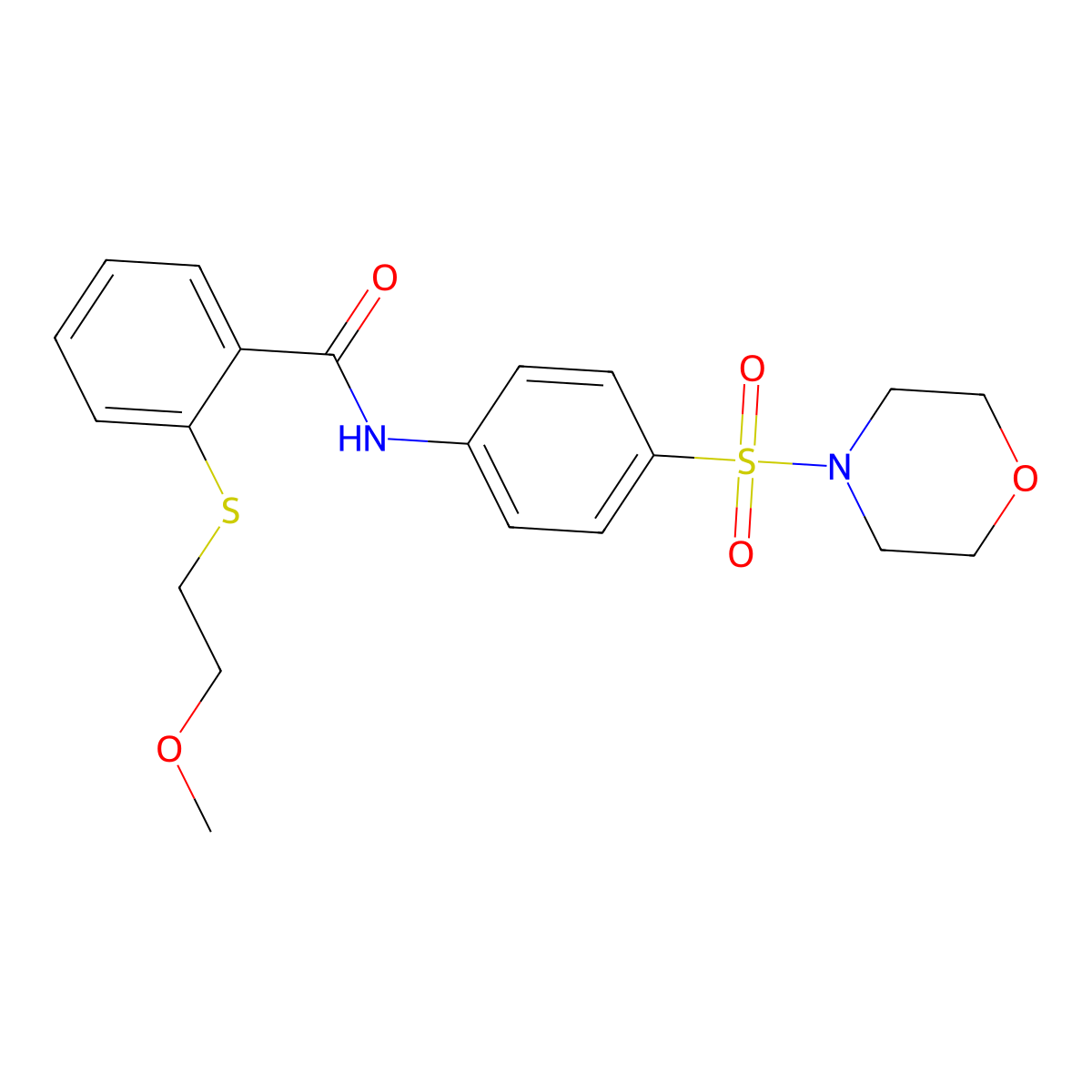 2-(2-methoxyethylsulfanyl)-N-(4-morpholin-4-ylsulfonylphenyl)benzamide molecular structure, CAS 710990-79-7