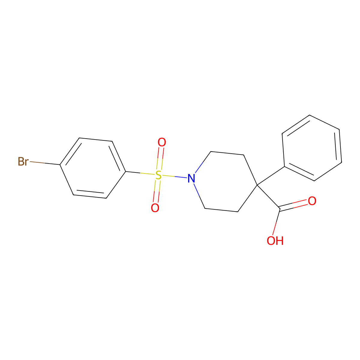 1-[(4-Bromophenyl)sulfonyl]-4-phenyl-4-piperidinecarboxylic acid molecular structure, CAS 710990-81-1