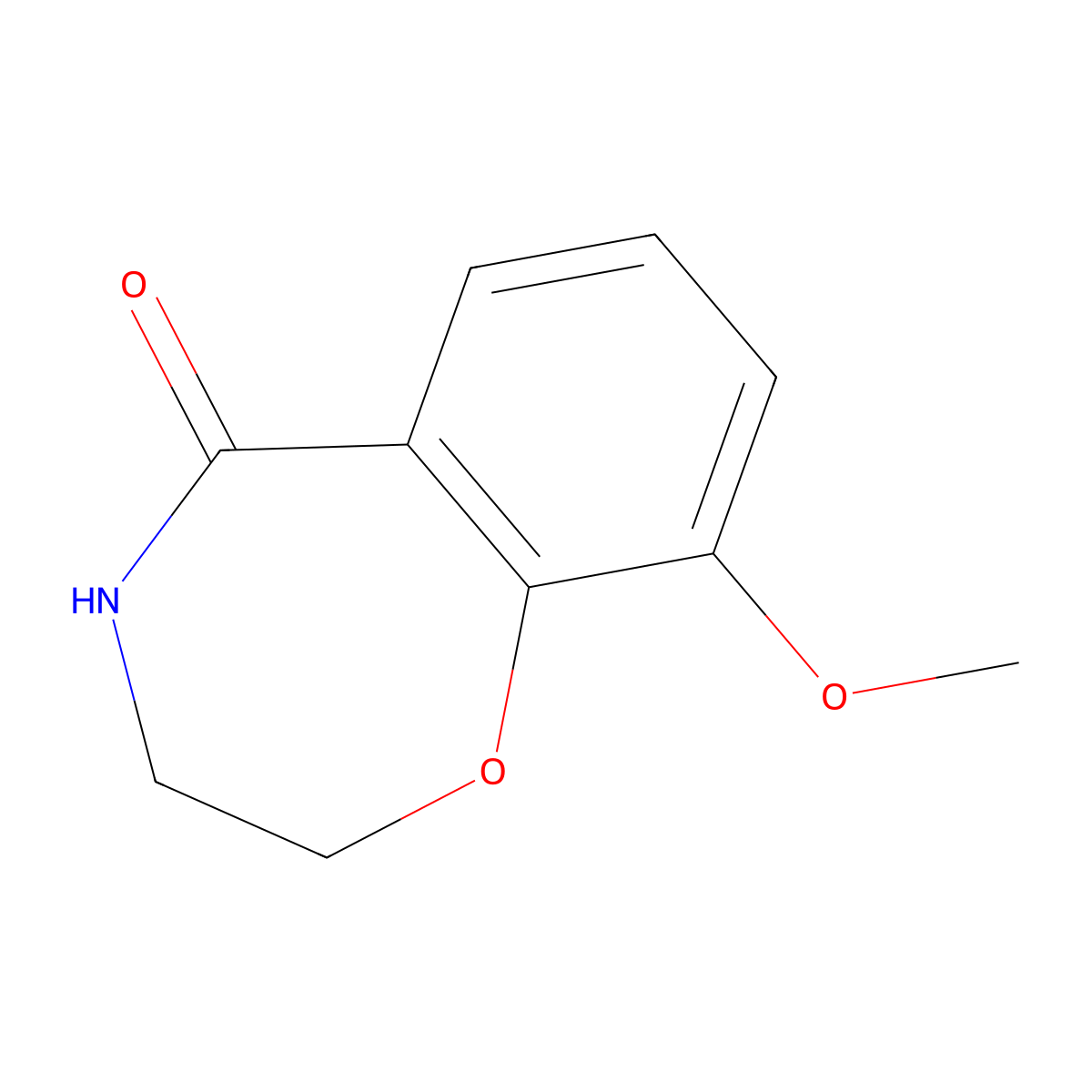 9-methoxy-3,4-dihydro-1,4-benzoxazepin-5(2H)-one molecular structure, CAS 711-69-3