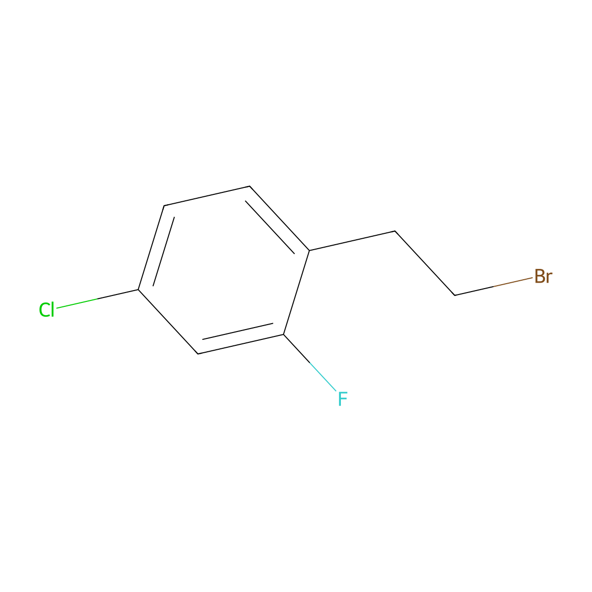 Benzene, 1-(2-bromoethyl)-4-chloro-2-fluoro- molecular structure, CAS 711017-45-7