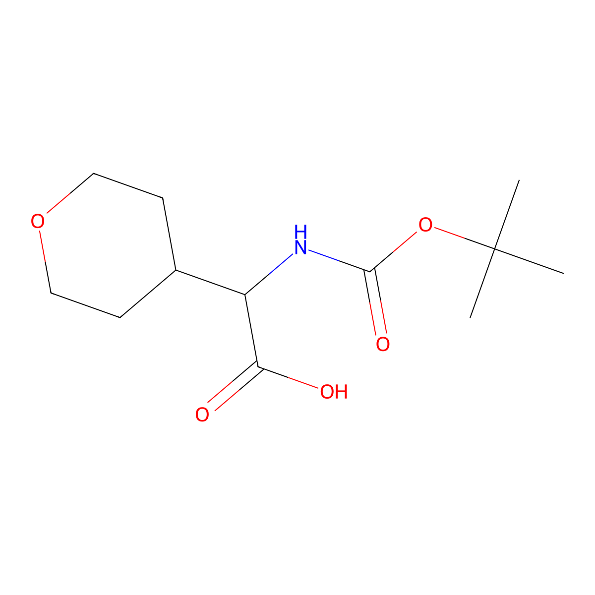 (S)-2-((tert-Butoxycarbonyl)amino)-2-(tetrahydro-2H-pyran-4-yl)acetic acid molecular structure, CAS 711017-85-5