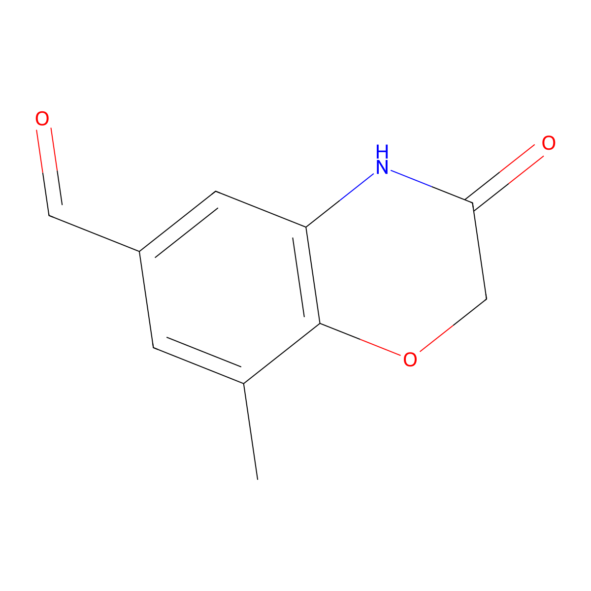 8-Methyl-3-oxo-3,4-dihydro-2H-benzo[b][1,4]oxazine-6-carbaldehyde molecular structure, CAS 711022-06-9
