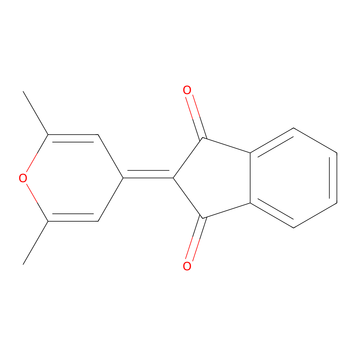 2-(2,6-Dimethylpyran-4-ylidene)indene-1,3-dione molecular structure, CAS 71107-31-8