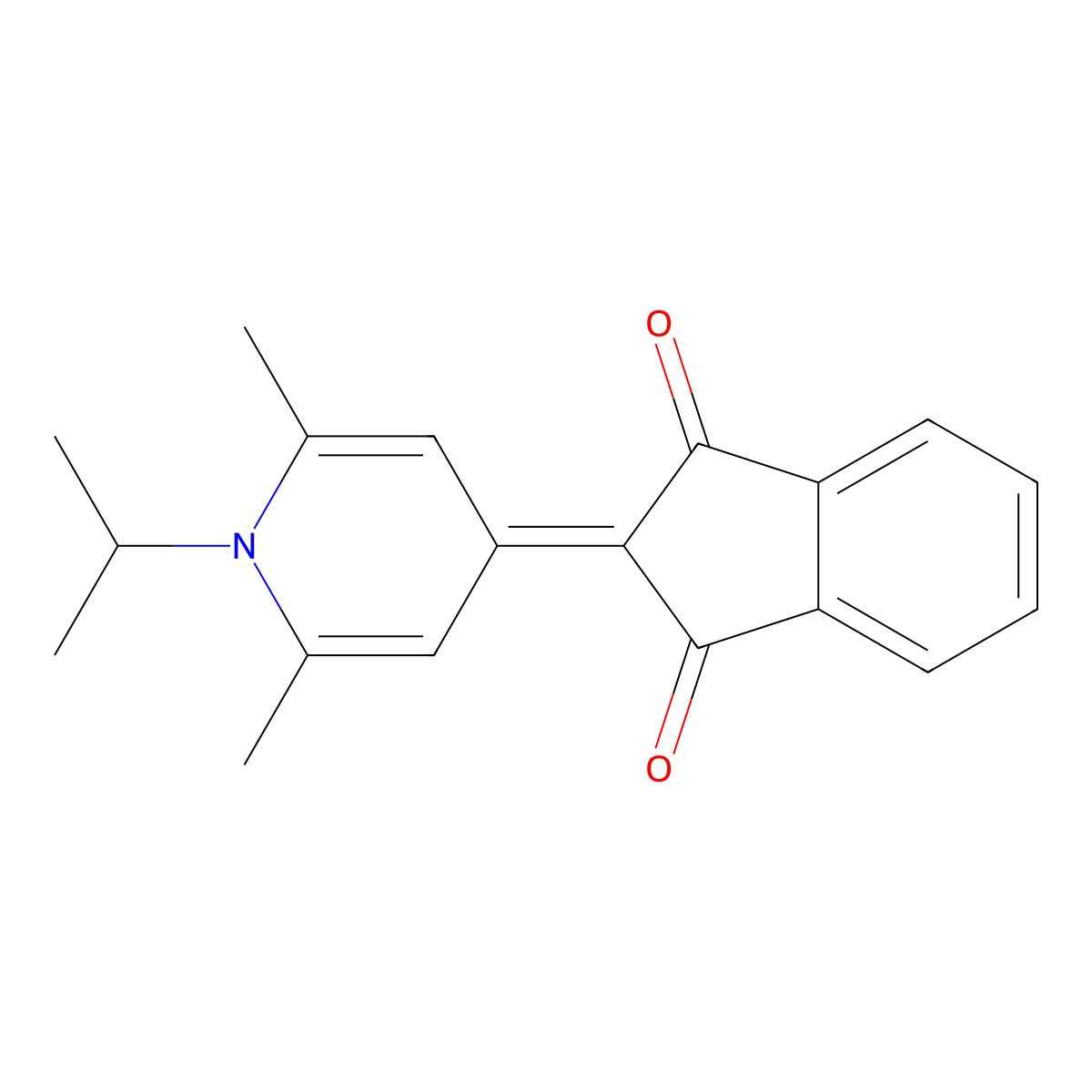 2-(2,6-Dimethyl-1-propan-2-ylpyridin-4-ylidene)indene-1,3-dione molecular structure, CAS 71107-33-0