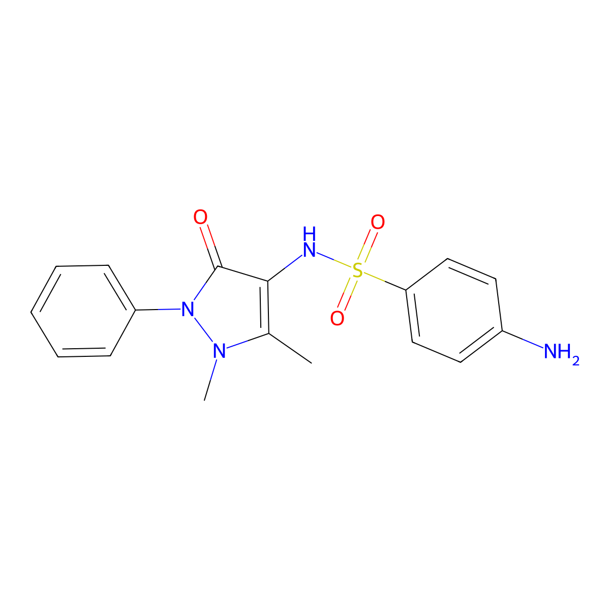 4-amino-N-(1,5-dimethyl-3-oxo-2-phenyl-2,3-dihydro-1H-pyrazol-4-yl)benzenesulfonamide molecular structure, CAS 71119-16-9
