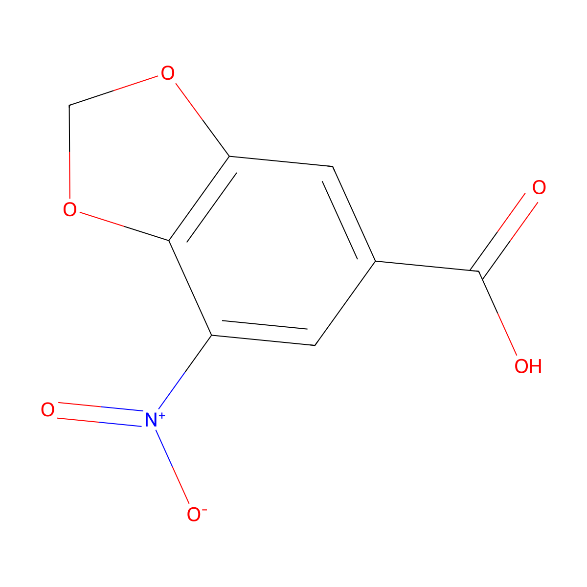 7-nitro-2H-1,3-benzodioxole-5-carboxylic acid molecular structure, CAS 7112-72-3
