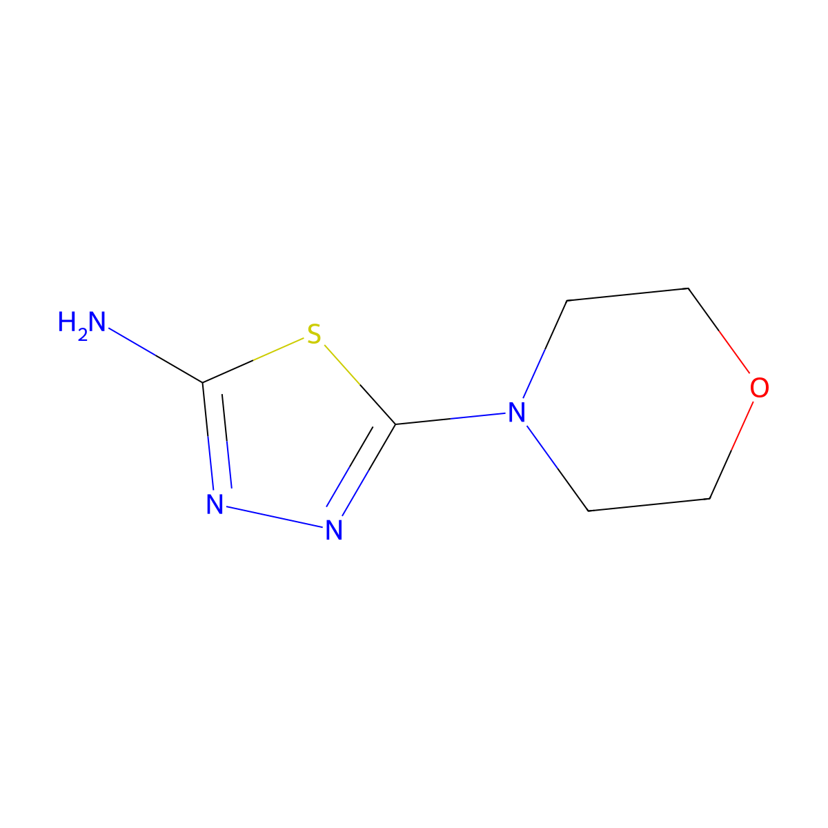 5-Morpholin-4-yl-1,3,4-thiadiazol-2-amine molecular structure, CAS 71125-44-5