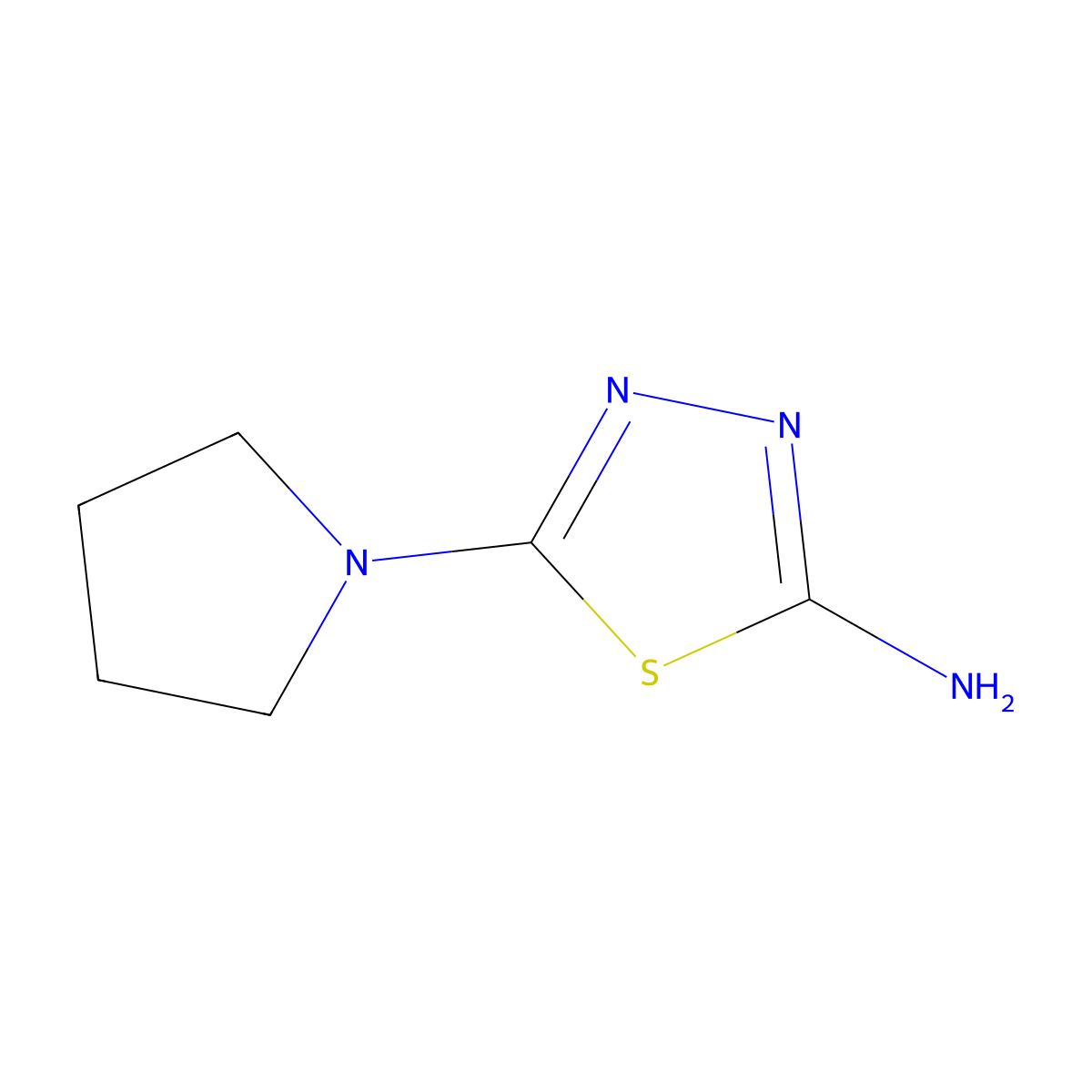 5-Pyrrolidin-1-yl-1,3,4-thiadiazol-2-amine molecular structure, CAS 71125-45-6