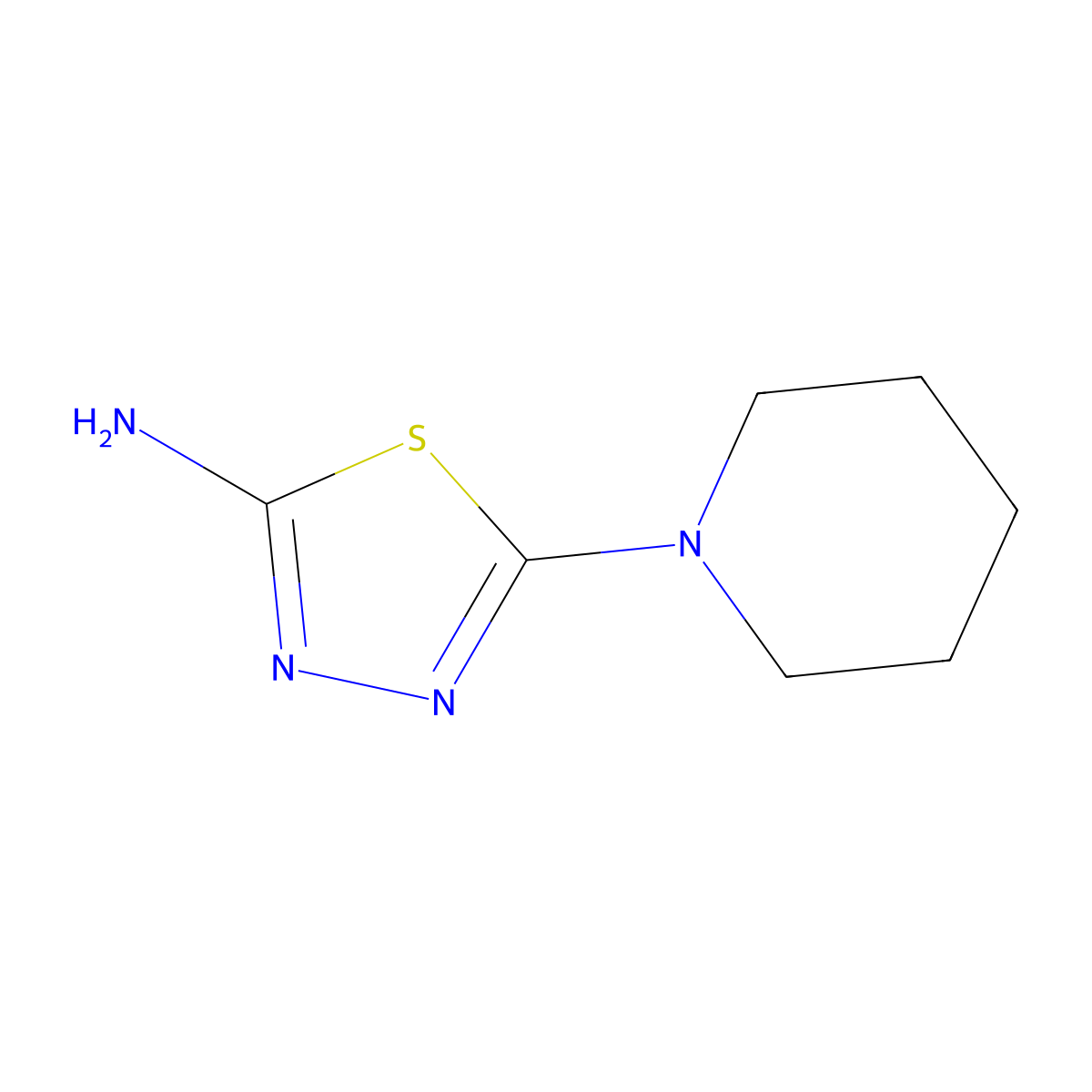 5-Piperidin-1-yl-1,3,4-thiadiazol-2-amine molecular structure, CAS 71125-46-7
