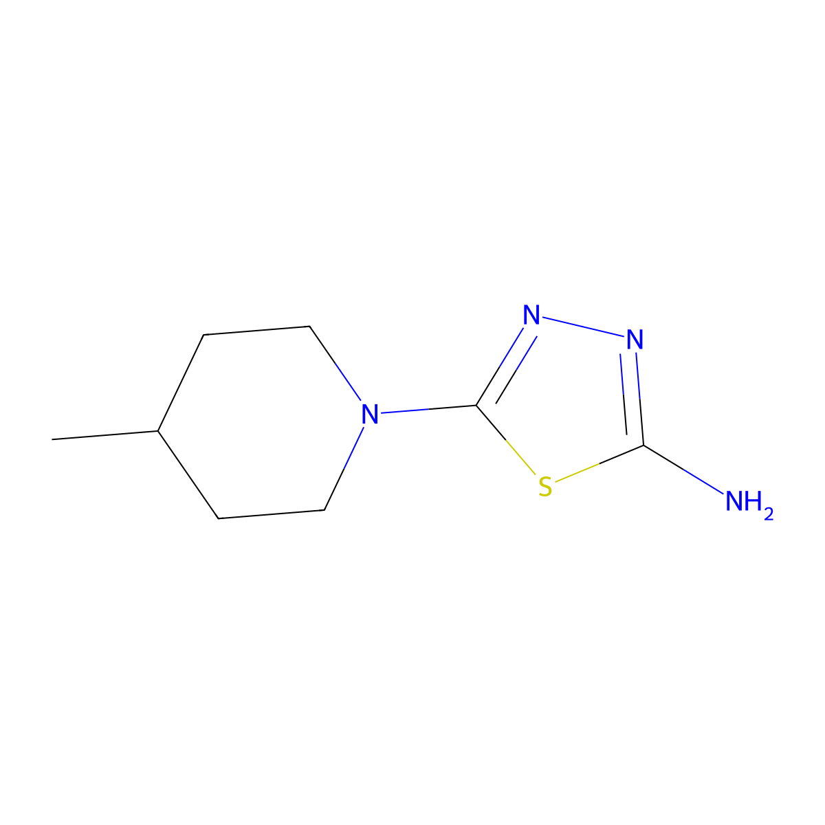 5-(4-Methylpiperidin-1-yl)-1,3,4-thiadiazol-2-amine molecular structure, CAS 71125-48-9