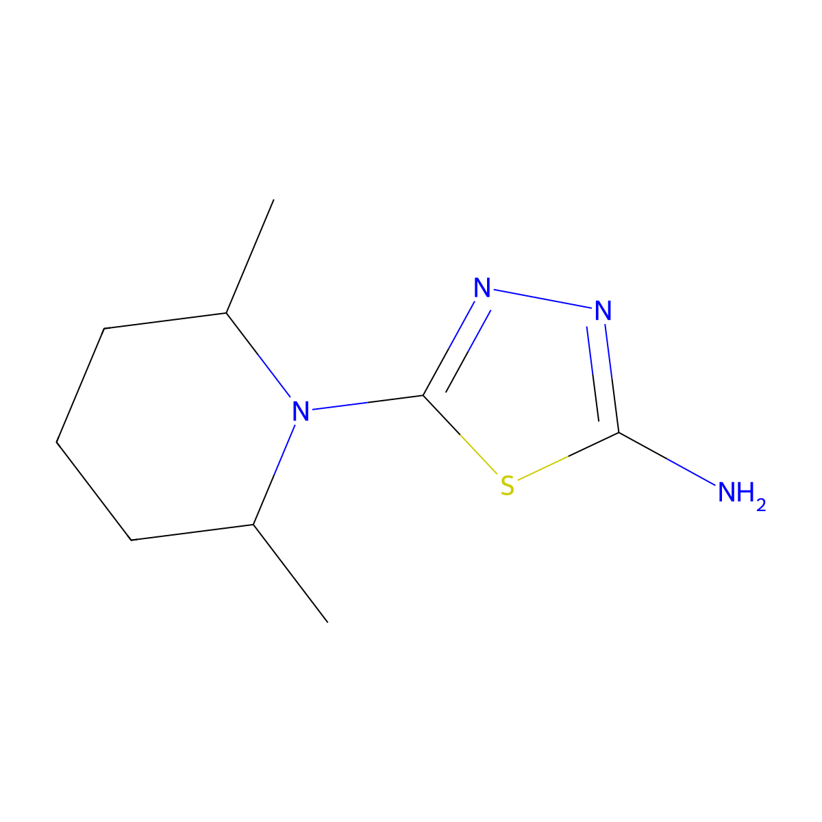 5-(2,6-Dimethylpiperidin-1-yl)-1,3,4-thiadiazol-2-amine molecular structure, CAS 71125-49-0