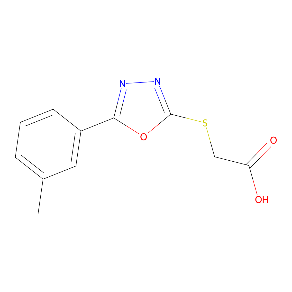{[5-(3-Methylphenyl)-1,3,4-oxadiazol-2-yl]sulfanyl}acetic acid molecular structure, CAS 71134-67-3