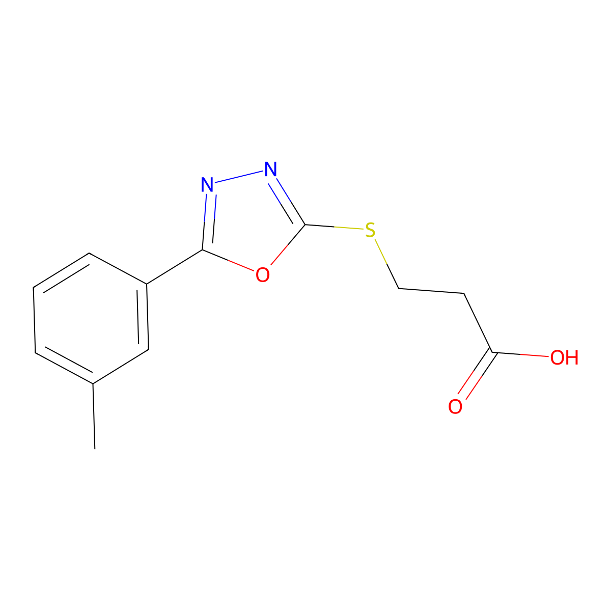 3-{[5-(3-Methylphenyl)-1,3,4-oxadiazol-2-yl]sulfanyl}propanoic acid molecular structure, CAS 71134-72-0