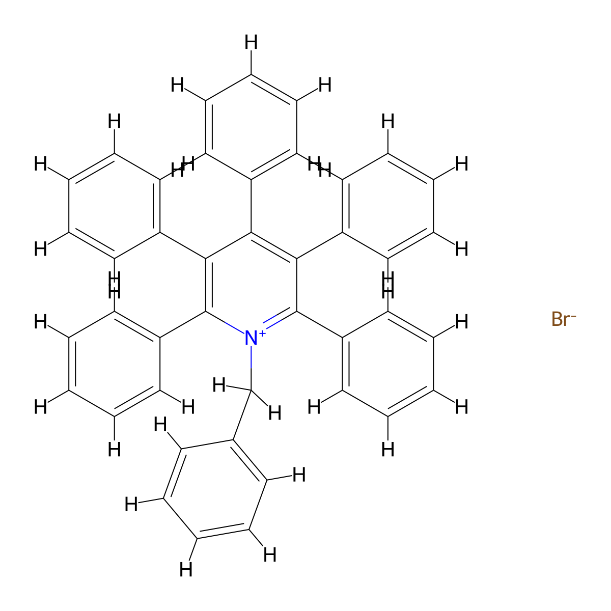1-Benzyl-2,3,4,5,6-pentaphenylpyridin-1-ium bromide molecular structure, CAS 71140-67-5