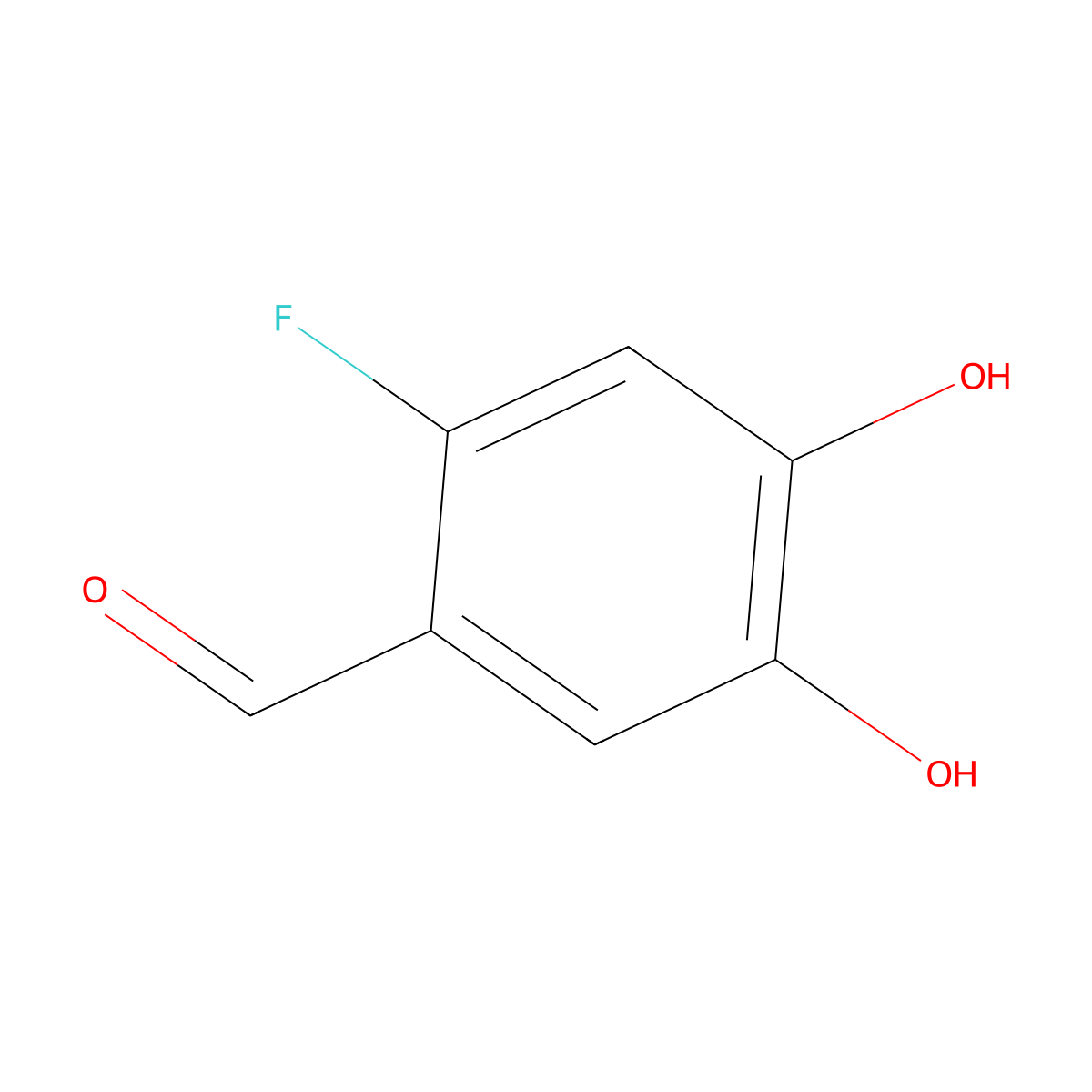 2-Fluoro-4,5-dihydroxybenzaldehyde molecular structure, CAS 71144-36-0