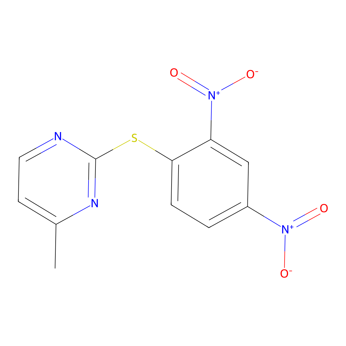 2-({2,4-Bisnitrophenyl}sulfanyl)-4-methylpyrimidine molecular structure, CAS 71160-32-2