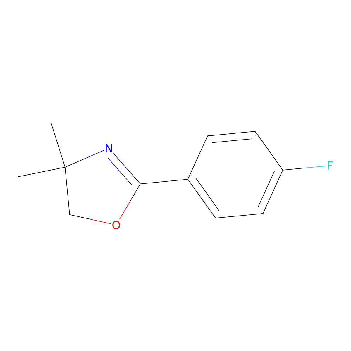 Oxazole, 2-(4-fluorophenyl)-4,5-dihydro-4,4-dimethyl- molecular structure, CAS 71171-94-3
