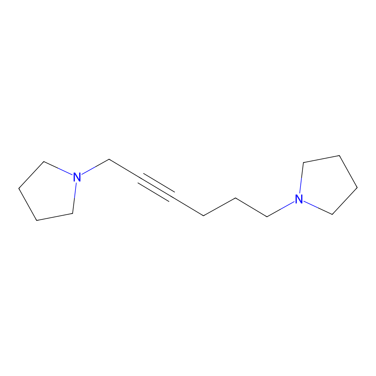 1,6-Bis(pyrrolidino)-2-hexyne molecular structure, CAS 71172-23-1