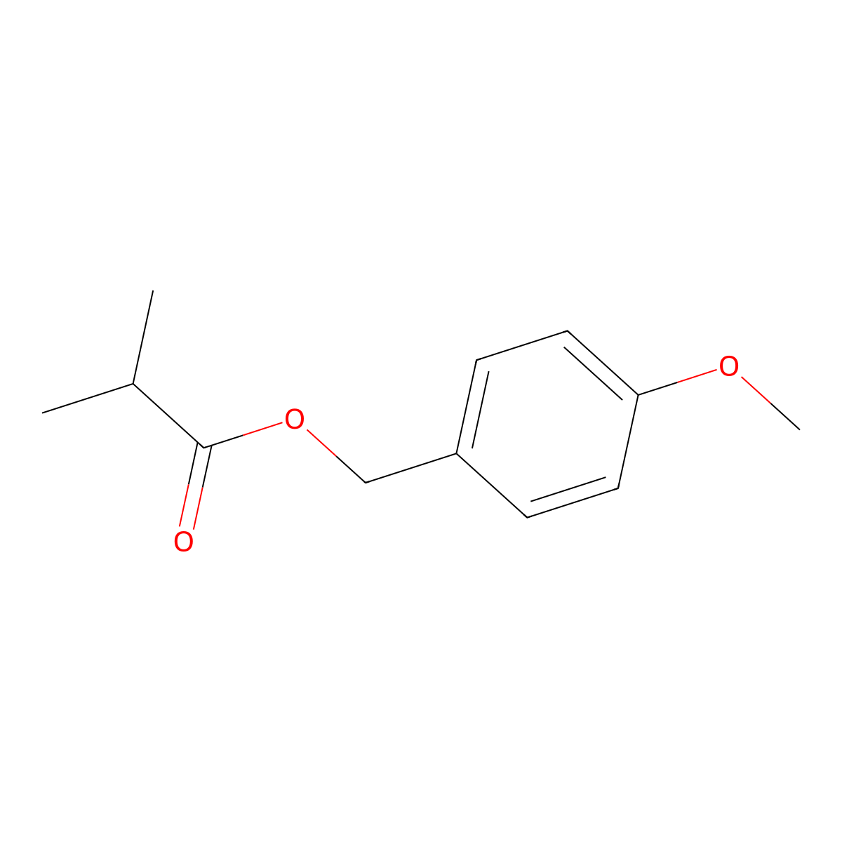 Propanoic acid, 2-methyl-, (4-methoxyphenyl)methyl ester molecular structure, CAS 71172-26-4