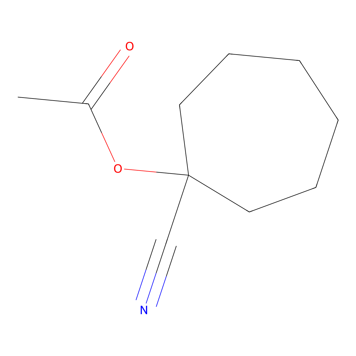 Cycloheptanecarbonitrile, 1-hydroxy-, acetate molecular structure, CAS 71172-45-7
