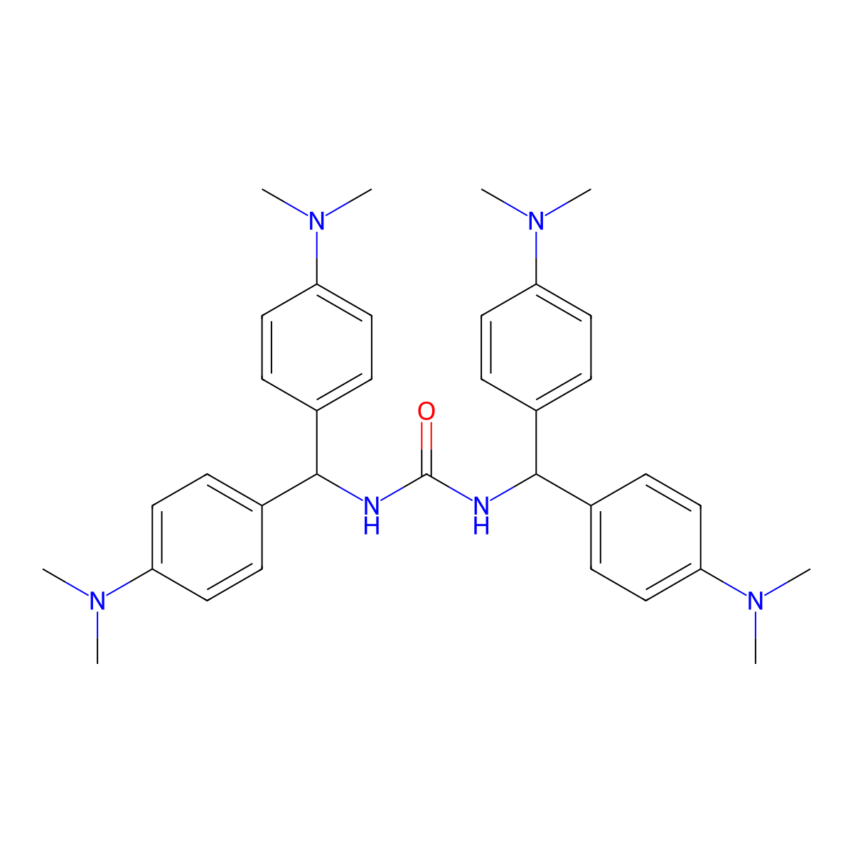 Urea, N,N'-bis(bis(4-(dimethylamino)phenyl)methyl)- molecular structure, CAS 71173-71-2
