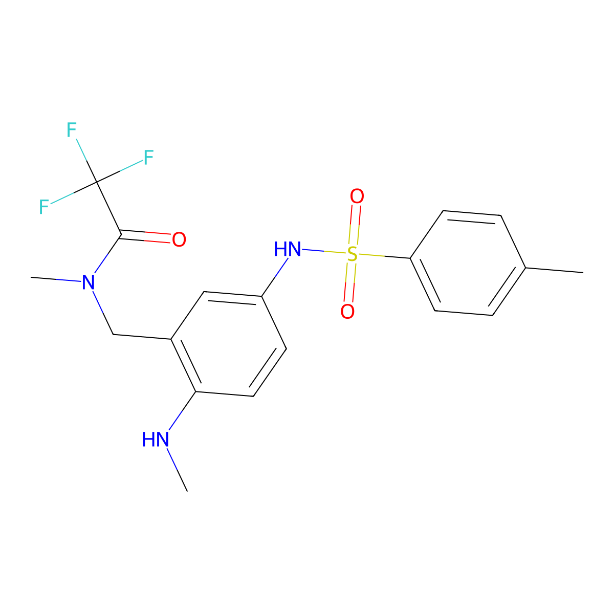 Acetamide, 2,2,2-trifluoro-N-methyl-N-[[2-(methylamino)-5-[[(4-methylphenyl)sulfonyl]amino]phenyl]methyl]- molecular structure, CAS 71173-75-6