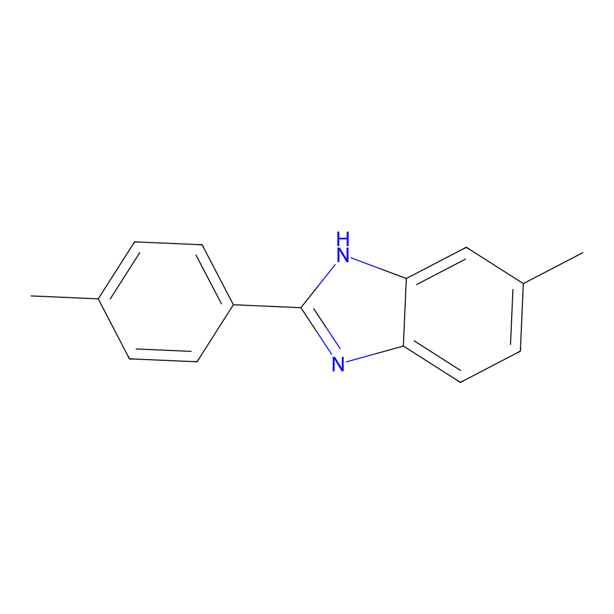 5-methyl-2-(4-methylphenyl)-1H-benzimidazole molecular structure, CAS 7118-66-3