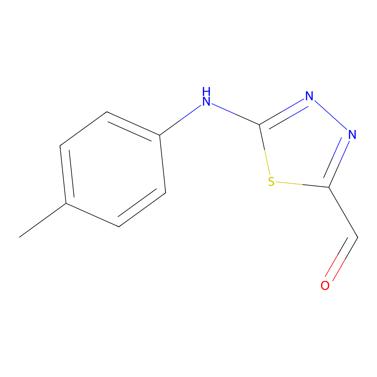 5-[(4-Methylphenyl)amino]-1,3,4-thiadiazole-2-carbaldehyde molecular structure, CAS 7118-79-8